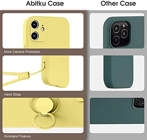 Abitku компатибилен со iPhone 12 Mini Case, силиконски со 360 ° Ring Kickstand држач за мека свилена микрофибер крпа дизајнирана за