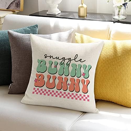 Snuggle Bunny Велигденско фрлање капаче за перница насликана зајачка перница случај пролетна сезона цветна перница за прекривка квадратна декортска