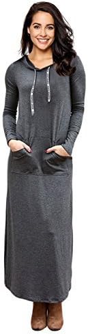 GloryStar Women Women Long Sneave Pulverover Hoodie Fuest Stripe Pocket Sucket Sweatshirt Casual Maxi фустан