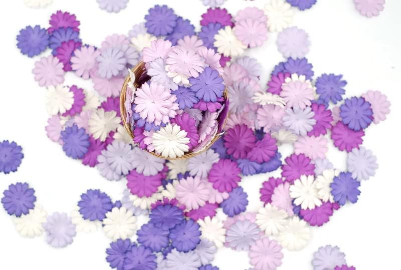 1shopforyou 100 парчиња мешан тон виолетова ливчиња цвеќиња 25 mm црница хартија за цвеќиња од цвеќиња за свадби кукли куќишта картички