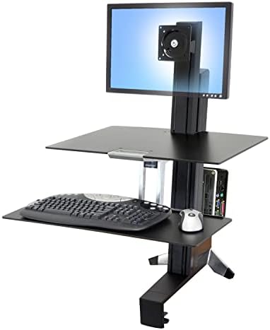 Ergotron-WorkFit-S LD Single Monitor Converter Converter, Sit-Stand Workstation за таблети-6 до 16 фунти, црно