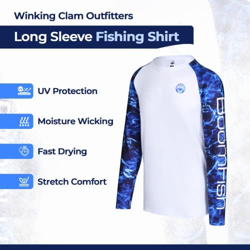 Намигнување на мида за риболов кошули за мажи со долги ракави за риболов - риболов подароци за мажи UPF 50 сончање риболов кошула