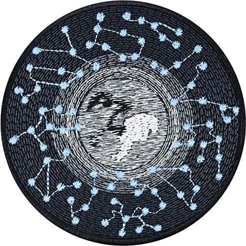 Зголемена полумесечина Месечина со хороскопски знаци Шие на лепенка - астрологија железо на закрпи за експерти за астрологија