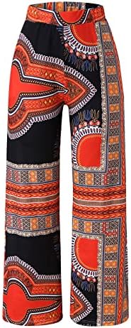 Mmknlrm Dashiki Африкански печатени панталони за жени широки панталони за нозе Обични лабави високи половини палацо дневна тренингот јога панталони