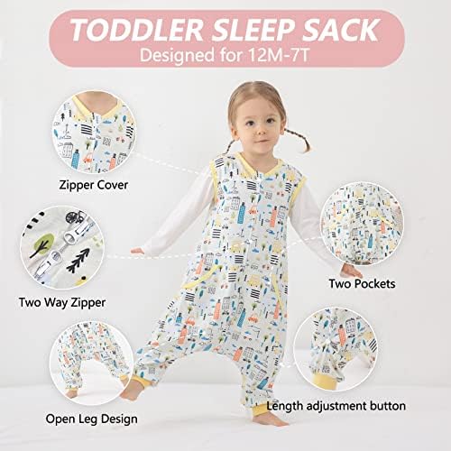 Homeal Toddler Sleek Sack, летни деца за спиење вреќи 5T-7T SLEEP SACK TOMDLER, TODDLER вреќа за спиење со нозе, бебе без ракави, бебе,