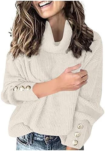 Женско џемпер на женска маичка за лабава пулвер со долга ракав цврста боја плетена дното на кошулата со желки џемпер