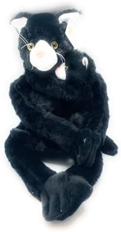 Funstuff црна мачка виси-а-бу со бебе-велкро раце што висат кадифен 24 инчи
