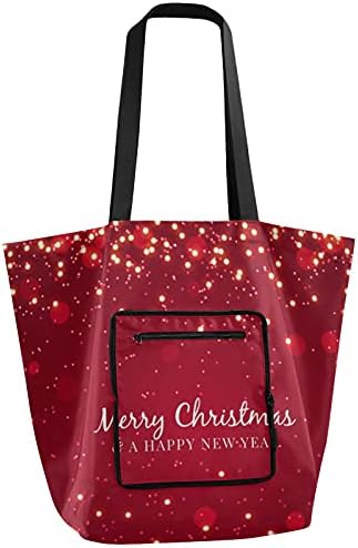 Среќна Божиќна преклопна торба за рамо торбичка за еднократна употреба на намирници за намирници, торба за торбичка торба за патување за спортска работа и теретан?