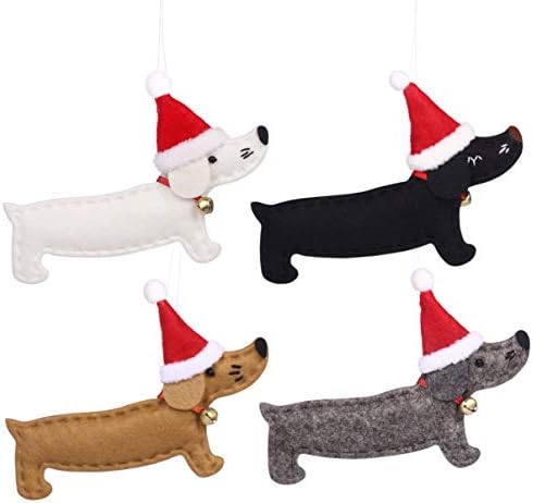 Vosarea 4PCS новогодишна елка што висат украси Дахшунд форма на кучиња, приврзоци за Божиќ, виси украси за Божиќна банкет Божиќна