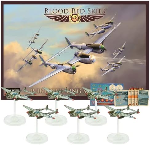 Испорачани варгами - црвено небо на крв, П -38 Молња ескадрила 28мм минијатури, 6 модел на авиони, 6 бази, 8 картички, листови за ознаки,