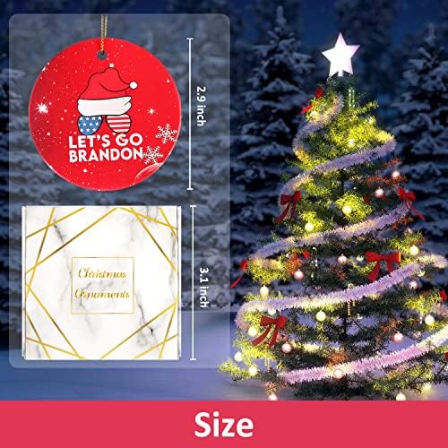 2021 Божиќен украс, украсен украс од двојно печатено дрво, керамички декор на Божиќниот круг за прозорец, врата, затворен и на отворено, виси за украсување дома, смеше?