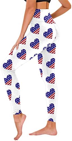 Американско знаме Патриотски нозе со високи патриотски starsвезди со високи половини, ленти панталони вежбање тренинг тренинг јога панталони