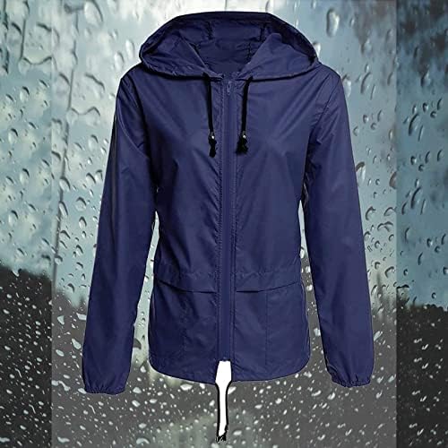 Волна палта на Foviguo за жени, јакна за жени со долг ракав, елегантна пад јакна удобност џебна качулка од дожд