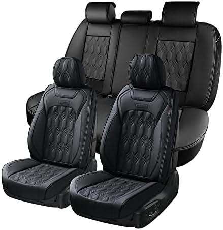 Опфаќања на седиштето на автомобилот Coverado, целосен сет, 5 седишта Универзални капаци на седиштата за автомобили, премија Nappa Sidless Auto Seat Pushions, предните и задните седиш