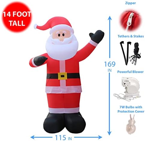 Два божиќни украси за украси, вклучуваат високи 14 нозе Огромна Божиќна надувување Дедо Мраз, и анимирани 8 нозе долги Божиќни надуени Дедо