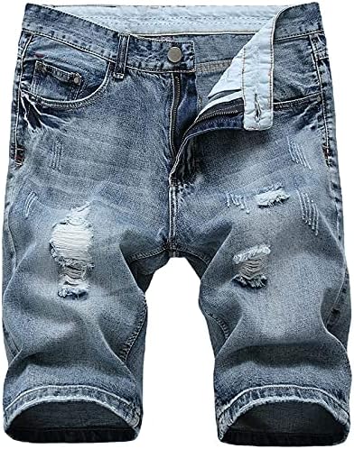 Машки шорцеви за машка шорцеви со шорцеви искинаа кратки панталони летно слободно време на права фармерки
