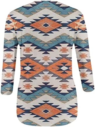Nokенски фланелни кошули на Nokmopo, женски моден обичен темперамент Неправилен шарен печатен печатен врв на ракав од седум четвртини