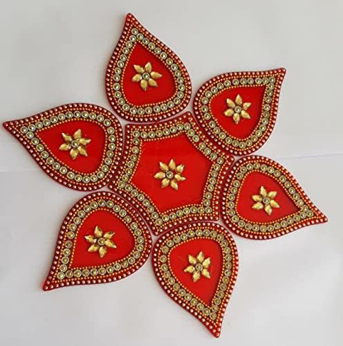 Дизајнер Акрилик Ранголи Цветна форма рачно изработена декоративна дивали преуредување на кундан ранголи за декорација на подот од
