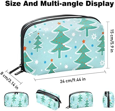 Преносни Торбички За Електронски Организатор Зимска Елка Ѕвезда Шема Зелена Торба За Складирање Кабел За Патување За Хард Дискови, УСБ, СД Картичка,