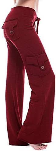 MrGiinri Bootcut јога панталони за жени случајно вежбање фитнес фитнес меки карго панталони со високи џемпери со џебови со џебови