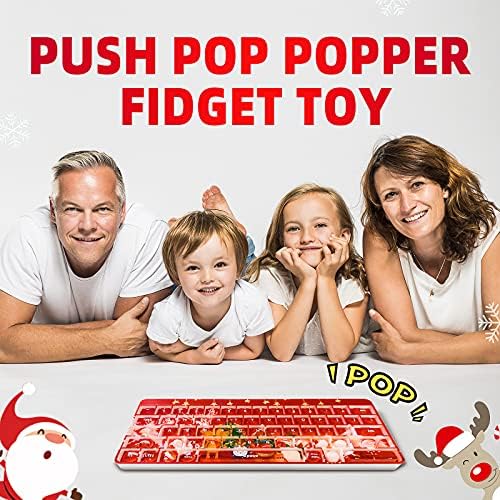 Божиќна поп меур со сензорна играчка, притиснете го поп фидгет играчки вратоврска боја Божиќна тастатура, форма на тастатура, поп силиконски