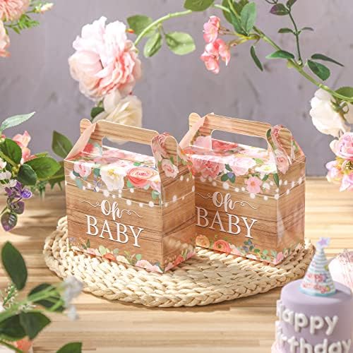 24 парчиња цветни кутии за забава за туширање за бебиња рустикални кутии за туширање за бебиња, мали кутии за подароци, третирајте кутија
