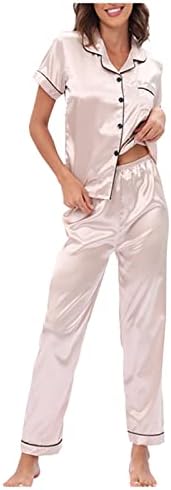Rmxei женски обичен домашен дом Lapel Lapel Solid Color Long Pantans Pajama Sett