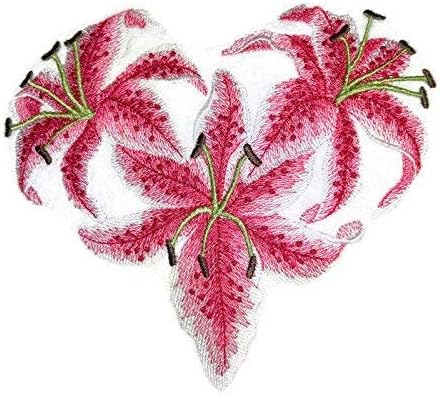 Обичај: Срцето на лилјаните извезено железо на/шива лепенка 6.90 6,11] [направено во САД]