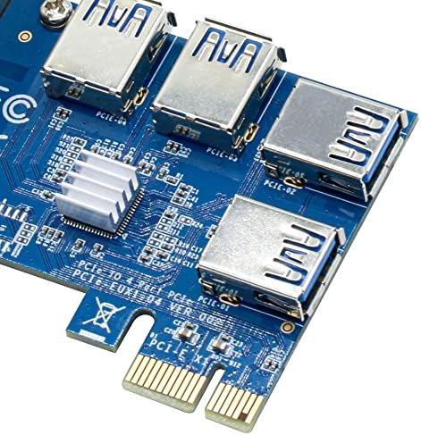 PCIE Splitter 1 до 4 PCI Riser картичка, PCIe 1 до 4 Riser картичка, 4 во 1 PCI-E Riser Adapter Poard за ETH Miner GPU Crypto Bitcoin Ethereum