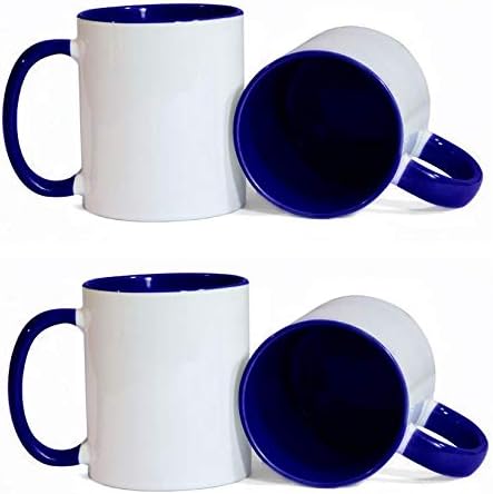 Керамички празно сублимација Внатрешна и раб боја сина кригла обложена кафе, што се распаѓа микробранова микробранова безбедна 11 унца топлина