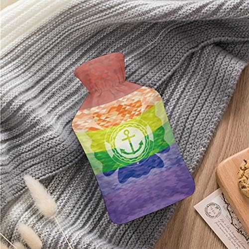 Икона за сидро во ЛГБТ бои шишиња со топла вода гума вреќа со топла вода со симпатична покривка за период на олеснување на болката