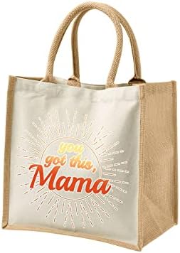 Бенг уредни облека за мајки Ден подароци за мајка - торба со памучно јута, торби за еднократно користење за книги за патувања, подароци за мама - го добив ова -натура -