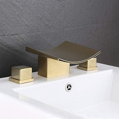Јахолит водопад широко распространета тапа за мијалник за бања со двојни квадратни рачки палуба за монтирање 3 дупки миксер за слив на