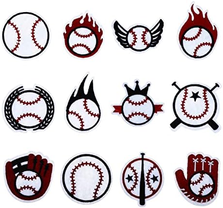 12 парчиња разновидни стилови на бејзбол извезено железо или шијте на закрпи DIY Applique Repair Patch за јакни фармерки торбички