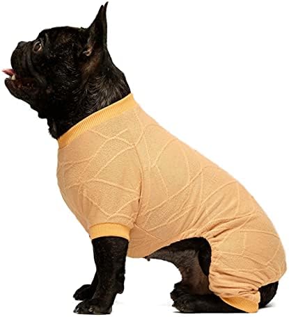 Фитварм меко кучиња пижами термичка облека за кученца за дишење кучиња, лесни кучиња кучиња, џемпер од екипаж 4 нозе миленичиња зимска облека мачка