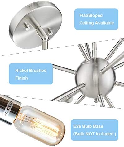 Jazava Modern Sputnik Chanderier Light Feature, 12 светло лустер моден приврзок осветлување, тавански светла за кујна спална соба, никел четкан