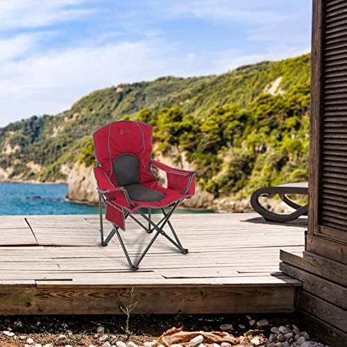 Arrowhead Outdoor Portable Преносен преклопен камп Квад стол W/ 4-CAN Cooler, куќиште за чаши, торба за носење со тешки точки w/ лесна