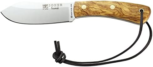 ЏОКЕР Несмук нож, со рачка од маслиново дрво од 4,5 инчи, сечило од 4,1 инчи. вклучува кожна обвивка во темно кафеава боја. Нож Од Ј. Сабатер.
