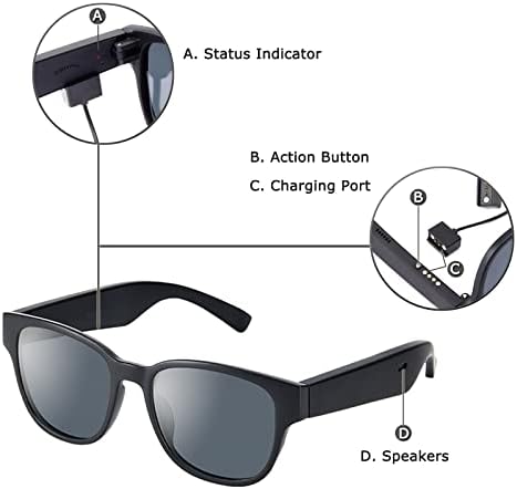 Паметни Очила Bluetooth Аудио Очила за Сонце Со Отворено Уво слушалки &засилувач; Рацете Слободен Повик, Сина Светлина Филтрирање &засилувач;
