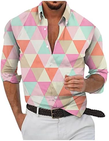 Маици за мажи Графички дизајнер пролетно лето лето машко памучно постелнина цврста боја со долги ракави кошули лабави кошули