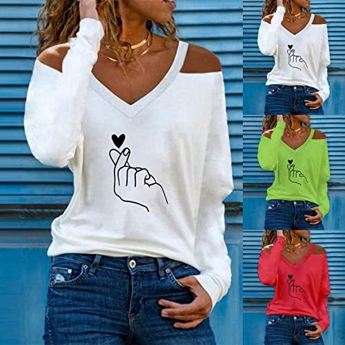 Мода жени без ремен блуза Колофул дише пуловер врвови Едноставно печатено печатено атлетско џемпер со врата со врата со врата од
