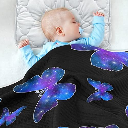 Swaddle Black Butlette Puterfly Galaxy Cotton Conte за новороденчиња, примање ќебе, лесен меко висино ќебе за креветчето, шетач, расадници,