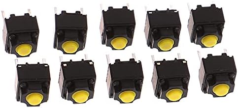Копче од 10 pcs, тивко прекинувач безжичен глушец жичен глушец, микро прекинувач, жолто копче за копче за жолто копче 6 * 6 * 7,3мм