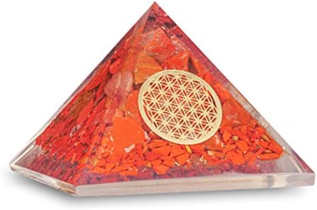 Paruhas Red Jasper Tree Orgone Pyramid Flower of Life Reiki заздравување пари кристален скапоцен камен дома декор Реики кујна Буда соба