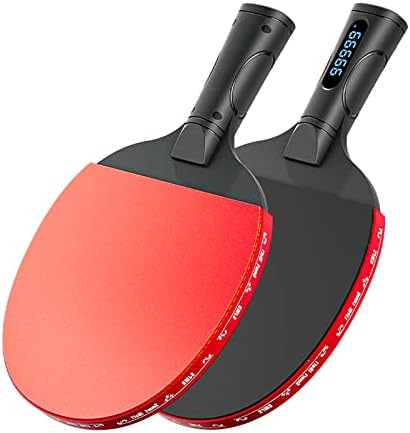 RHXWFDG Паметни пинг -понг -лопатки, професионални табели за тенис, двојно силика гел, LED екран, пресметка на бројот на хит на