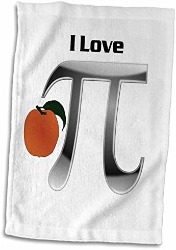 3Д роза слика на I Love Peach Pie со математички симбол рачна крпа, 15 x 22, бело