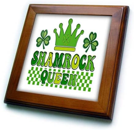 3дроза Симпатична Зелена Свети Патрикс Ден Шамрок Кралицата Илустрација-Врамени Плочки