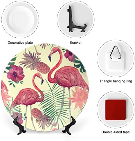Акварел Фламинго остава керамичка декоративна чинија со приказ, виси прилагодена годишнина од свадбата празнични подароци за родители