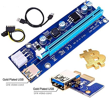 Конектори Ver009s USB 3.0 PCI -E Riser картичка 009S LED PCI Express PCI E 1x до 16x Extender 6PIN Адаптер картичка SATA 15PIN за