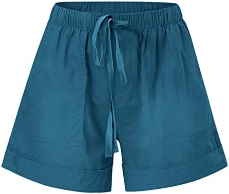 Женски долги шорцеви спојници удобни половини панталони шорцеви лабави еластични џебови женски обични панталони за цртање женски атлетски